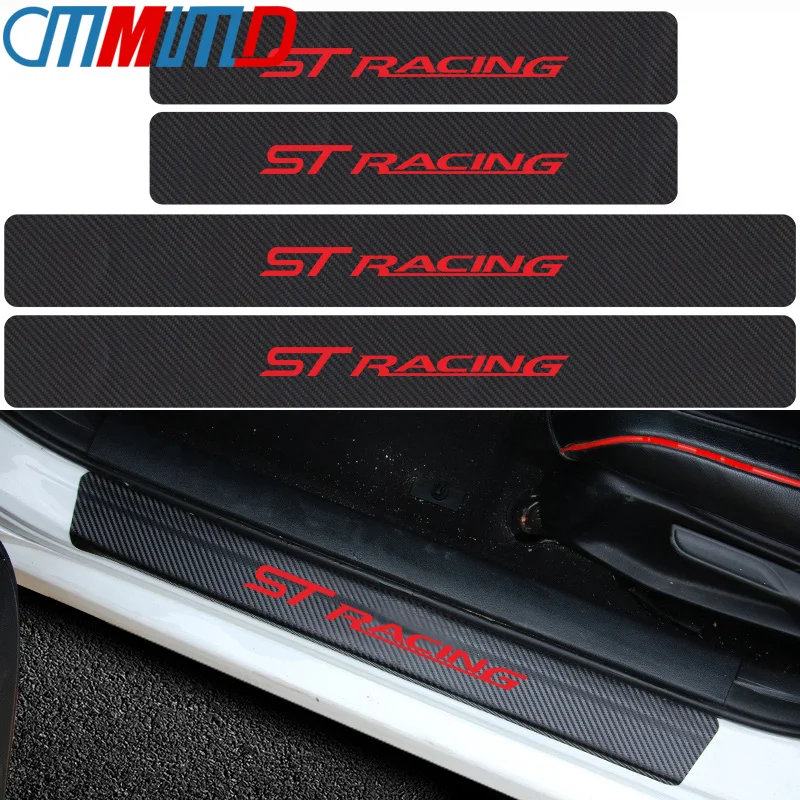 

Car Sticker 4pcs ST RACING Door Sill Protector Carbon Fiber Stickers for Ford focus racing ESCORT Car Styling