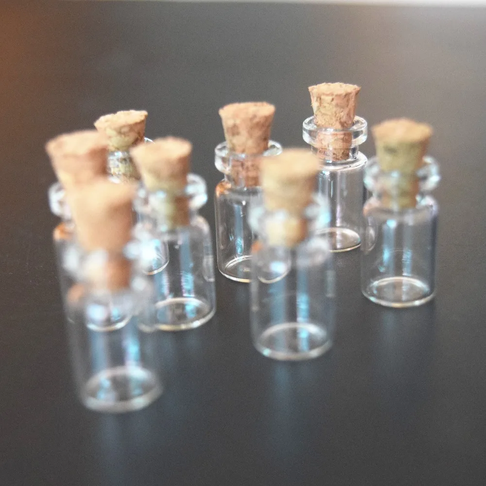 50pcs 0.5mL Mini Small Tiny Clear Cork Stopper Glass Bottles Vials Wholesale  shipping 6
