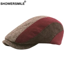 SHOWERSMILE, Лоскутная Кепка, береты, клетчатая плоская кепка s, для женщин, твид, утконоса, плюща, шапки для мужчин, регулируемая зимняя винтажная Кепка