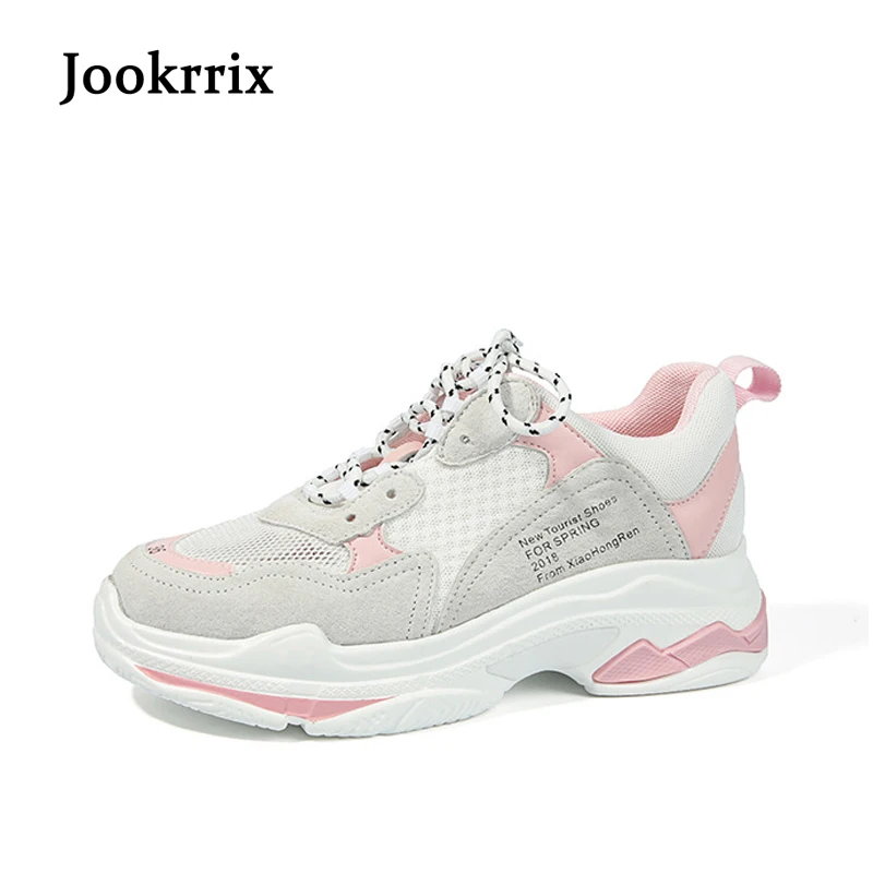 

Jookrrix 2018 Spring New Fashion Brand Lady White Shoes Women Leisure Sneaker Mesh Girl White Shoes Cross-tied Breathable Soft