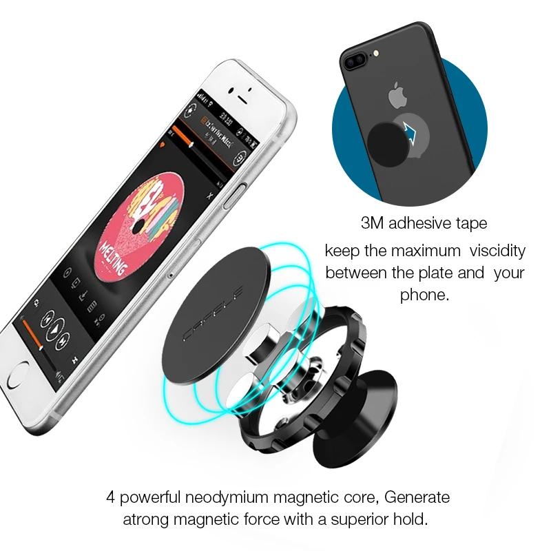  Cafele Magnetische Auto Telefon Halter 360 Grad Rotation Aluminium Legierung Magnet Auto Halterung 