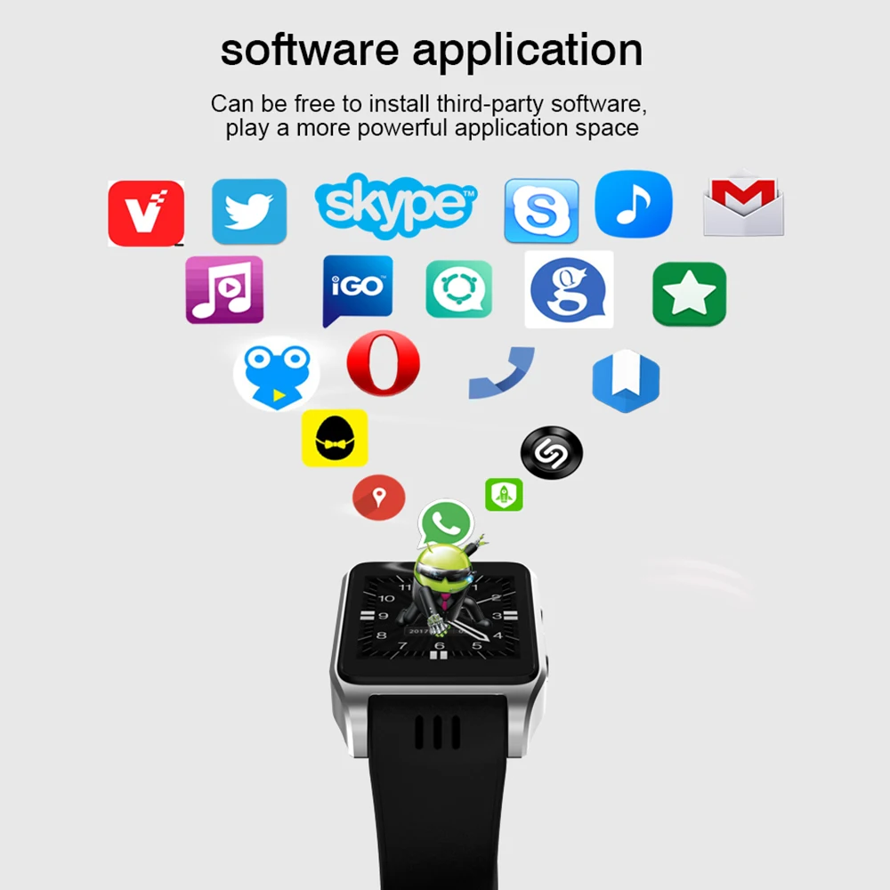 X86 Smart watch Android 4.4 MTK6572 1.54inch 3G DualCore 0.3MP Camera bluetooth 3G Gps SIM Card Skype wifi for android phone