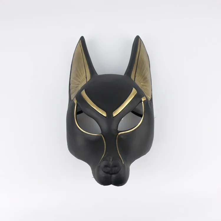 Egyptian Anubis Cosplay Face Mask With Headscraf PVC Canis spp Wolf Head Jackal Animal Masquerade Party Halloween Fancy Dress (15)
