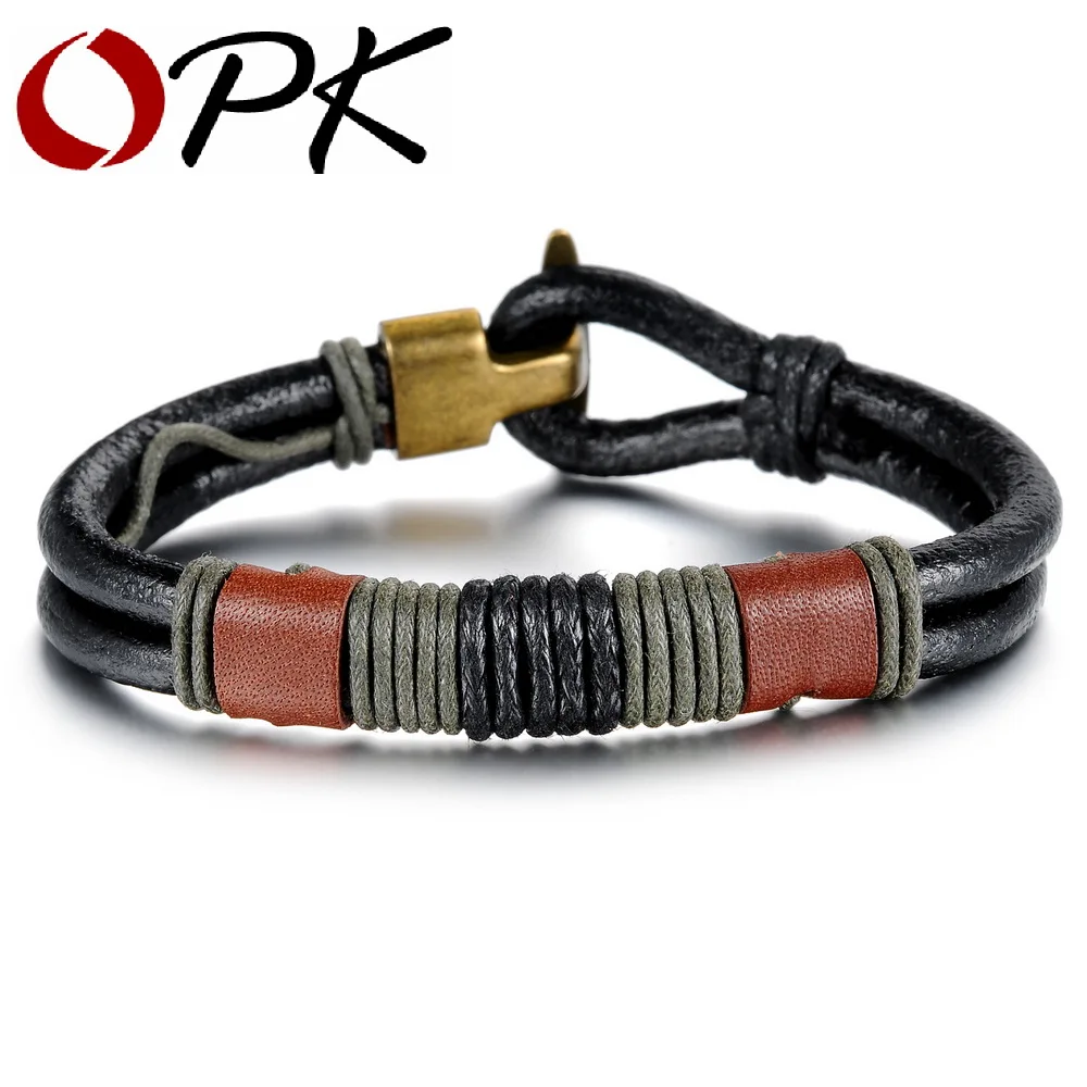 0 : Buy OPK Jewelry Casual Sporty Leather Bracelet For Men Fashion New 2015 Charm ...