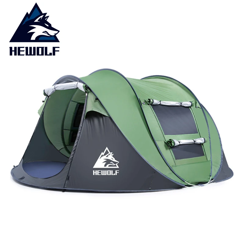 

Hewolf 2 3 4 5 Person Automatic Camping Tents throwing 1 sec pop up Waterproof Outdoor Hiking Beach Tent Sunscreen Family Teepee