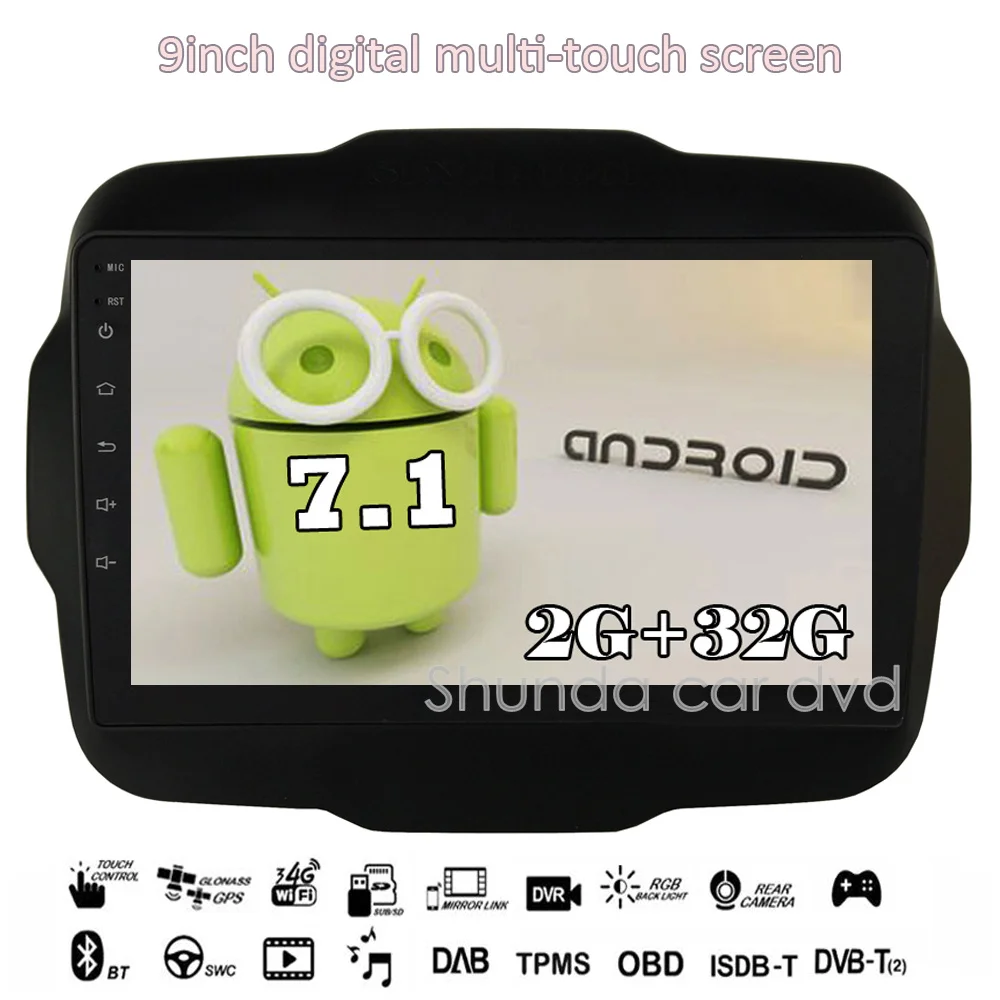 SHUNDA HD Android 7 1 T3 2G 16G для JEEP RENEGADE автомобильный dvd-плеер с Canbus Радио Навигация 3g 4G gps wifi
