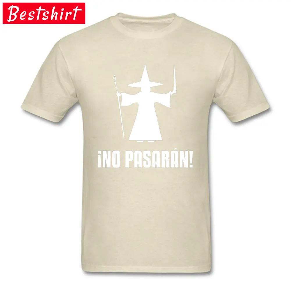 Design Graphic Men's Top T-shirts O-Neck Short Sleeve All Cotton Tops Tees Customized Tshirts Wholesale No Pasaran Anti Fascist Wizard 8735 beige