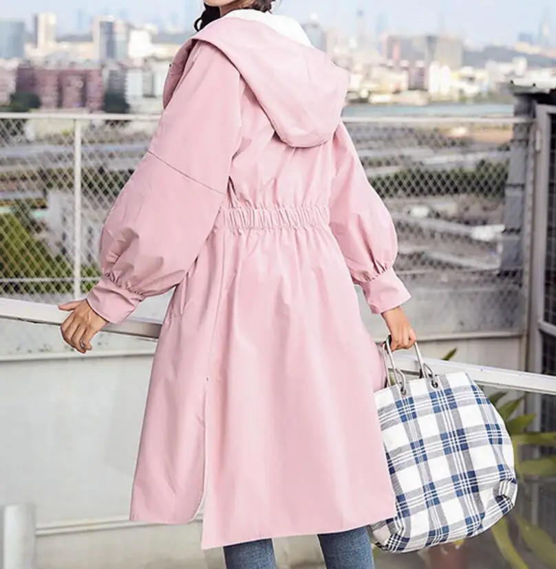 

Wind coat 2018 autumn winter new women's wear both sides of the long, slender body and hat jacket women fashion