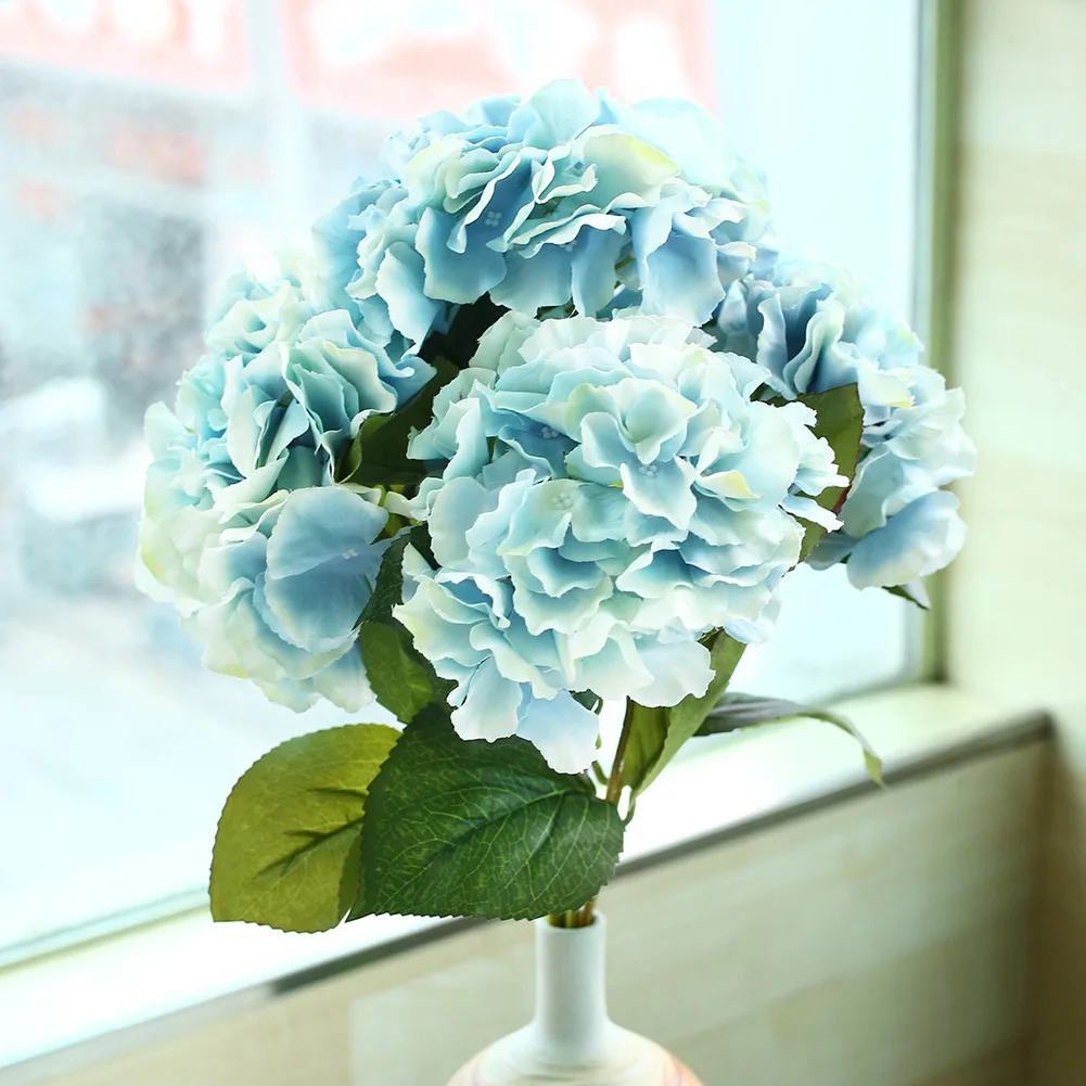 

1PC Luxury Artificial Hydrangea Flower with Flower Rod DIY Silk Accessory for Party Home Wedding Decoration blue