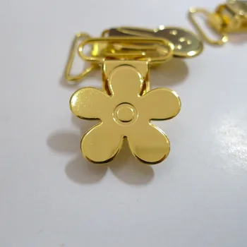 

25pcs 1'' 25mm GOLD Color Flower Shape Pacifier Clips