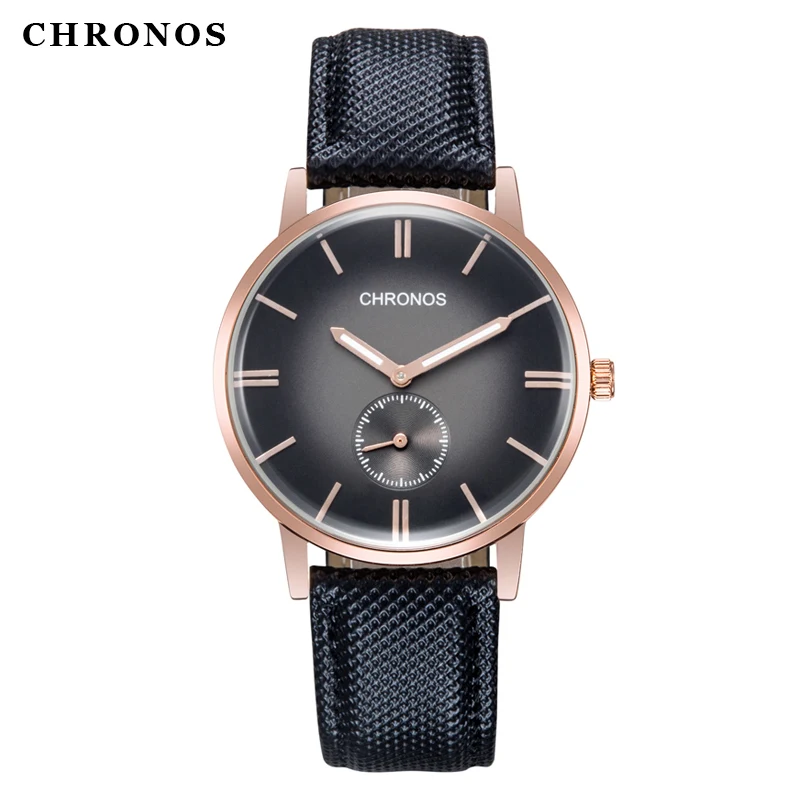 

CHRONOS Men Fashion Analog Watches Male Waterproof Business Leather Watches Classic Watch with Sub Dial Face Relogio Masculino