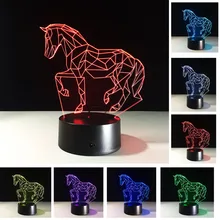 New Stylish Christmas New Year Gifts 7 Colors Changing Animal Luces Navidad Horse Night Lights 3D LED Visual Atmosphere Lamp