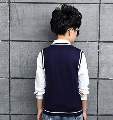 sweater navy blue Осенне-зимний свитер для мальчиков Детский свитер детская одежда детская трикотажная одежда подходит для роста от 100 до 160 см 910 - Цвет: sweater navy blue