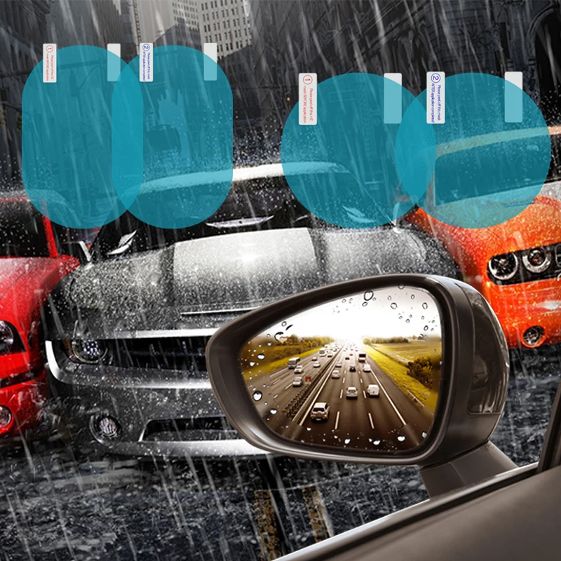 2PCS Car Rearview Mirror Window Protective Film Anti Fog Clear Rainproof Rear View Mirror Protective Soft Film Auto Accessories