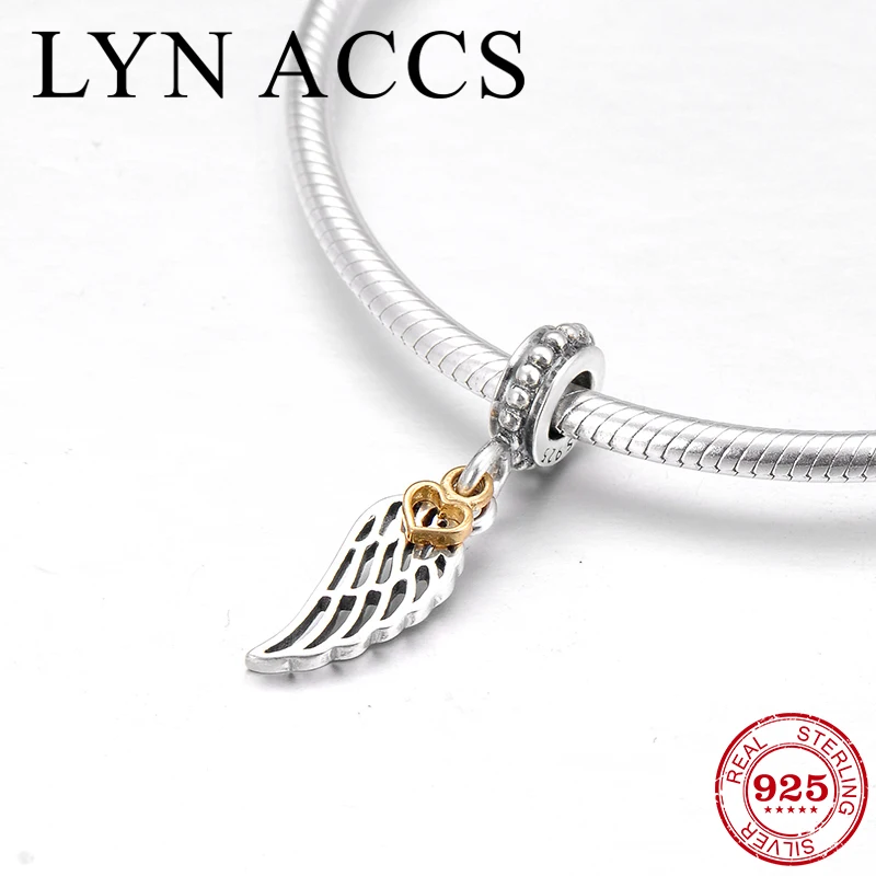

925 Sterling Silver Guardian of love Hollow angel wings fine Pendant Beads Fit Original Pandora Charm Bracelet Jewelry making
