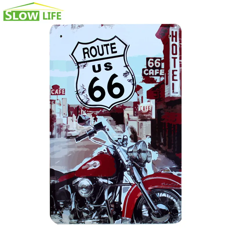 Route 66 Motorcycle Metal Tin Sign Wall Decor Tin Sign Vintage Home Decor Metal Plaque Retro Metal Plate Fashion Metal Poster