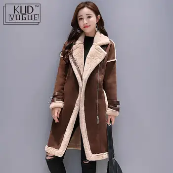 

Women Faux Leather Lambs Wool Coat Female Long Thick Warm Shearling Coats Suede Leather Jackets Autumn Winter Female Outerwear