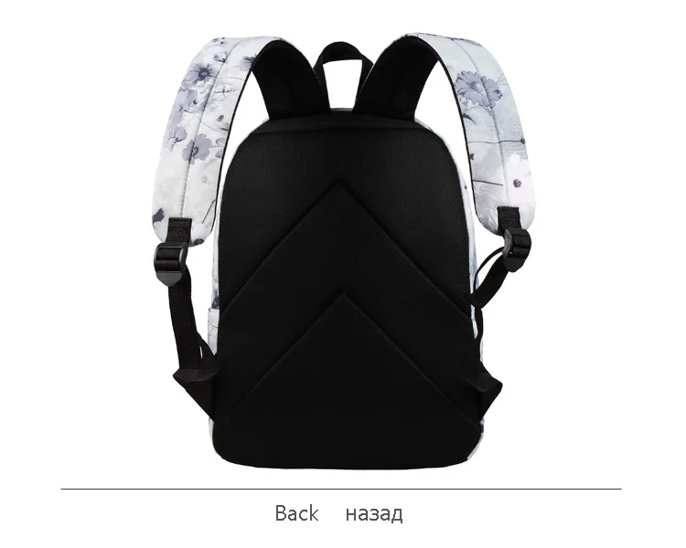 WINNER Women Backpack Chinese Ink And Wash Painting Lotus Flower Backpack Teenage Girls School Bag Travel Mochila Escolar (6)