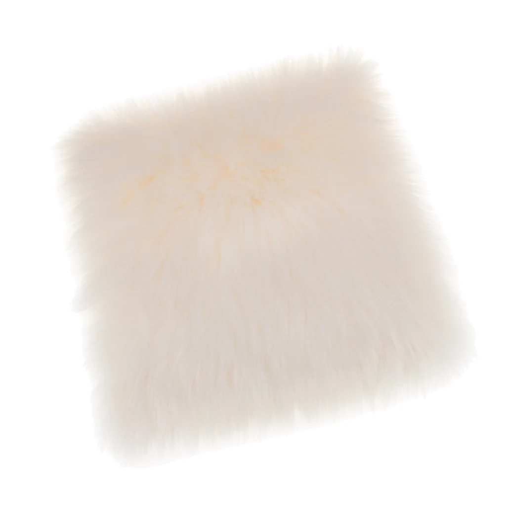Pack 2 Faux Sheepskin Seat Cushion Bedroom Floor Mat Office Car Seat Sofa Chair Pad Mat Tatami 40cmx40cm -White