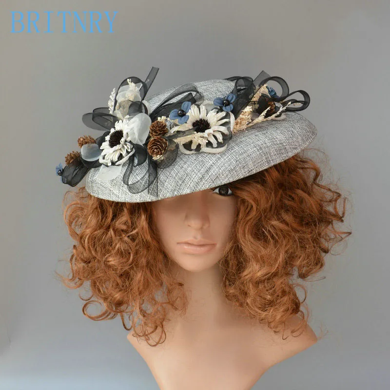 Бритни Винтаж ручной работы свадебные шляпа цветы Fascinators для Для женщин Элегантная шляпа Свадебная вечеринка вечерние свадебные