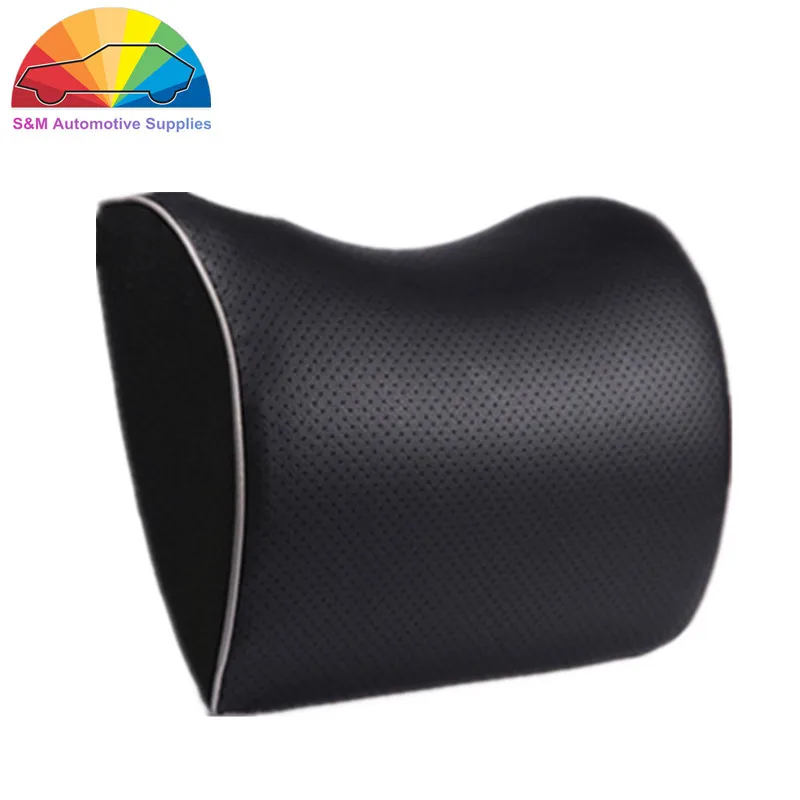 Car Leather Neck Pillow Super Soft Memory Foam Auto Seat Cover Head Neck Rest Cushion Headrest