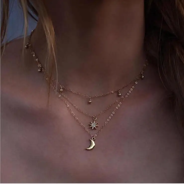 

Multilayer Moon Exquisite Retro Necklaces Personality Women Statement Choker Necklaces Bijoux Jewelry Gift N5077
