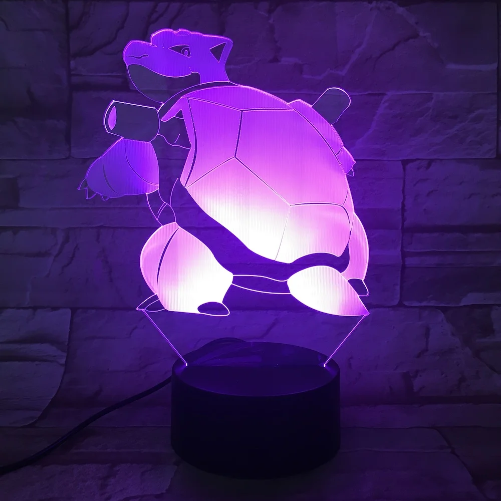 Фигурная лампа Pokemon Go Blastoise Ночная лампа, меняющая цвет, лампа для кровати, праздничная подарочная настольная лампа для спальни Blastoise