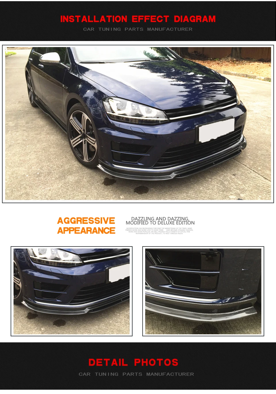 Комплект из углеродного волокна/FRP, пригодный для 14-17 VW GOLF 7 VII MK7 MK VII R Rline Hatchback pre-facelift передний спойлер для губ сплиттер