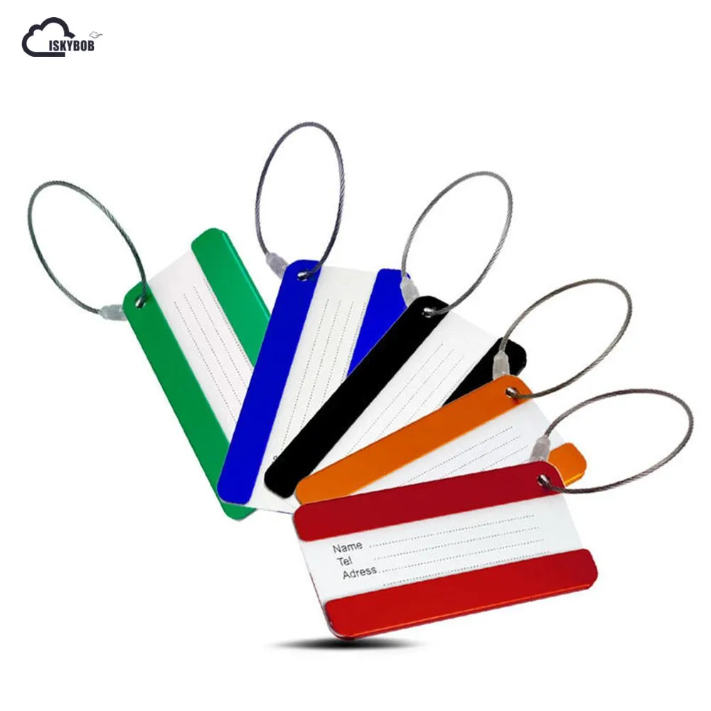 ISKYBOB 1 PC Aluminium Luggage Tags Suitcase Label Name Address ID Bag