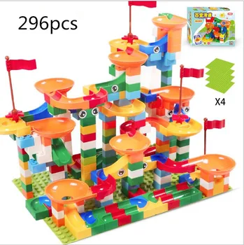 

Building Bricks Funnel Slide Marble Race Run Maze Balls Race Educational Toy ChildrenCompatible all brand Duplo Birthday Gift