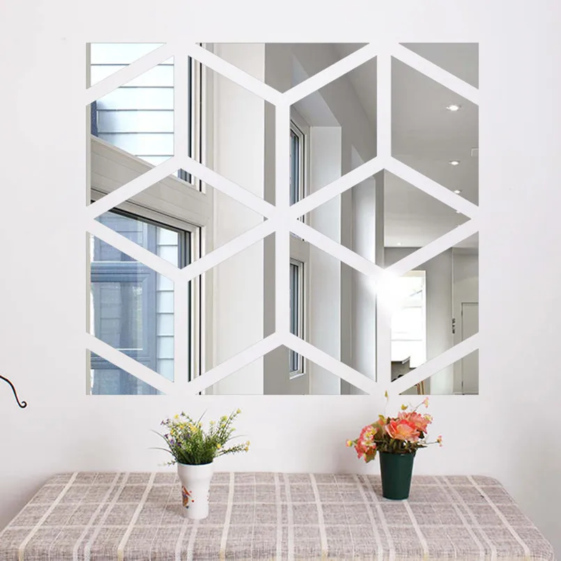 New Mirror Wall Stickers DIY Acrylic Triangle Combination Mirror Wall