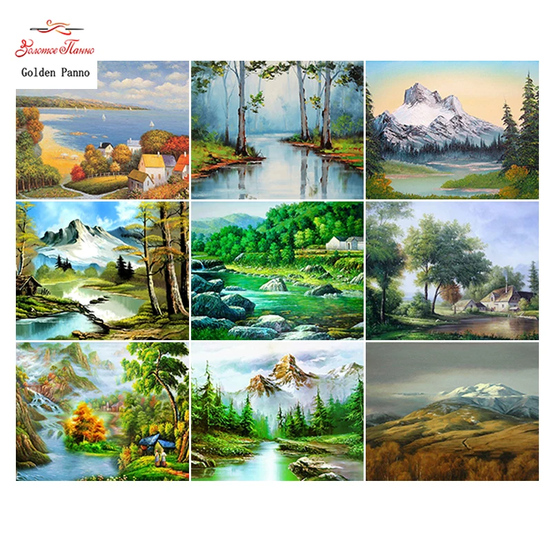 

Golden Panno,Needlework,DIY DMC Cross stitch,Sets For Embroidery kits,Precise unprinted mountain Patterns Counted Cross-stitchin