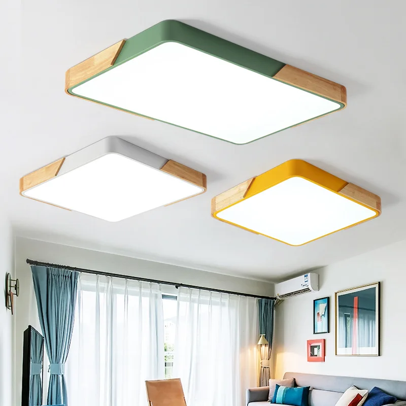 

Living room lamps Alloy Led Ceiling Lights Living Room Oak Dimmable Led Ceiling Lamp minimalist atmosphere Bedroom Light Fixture