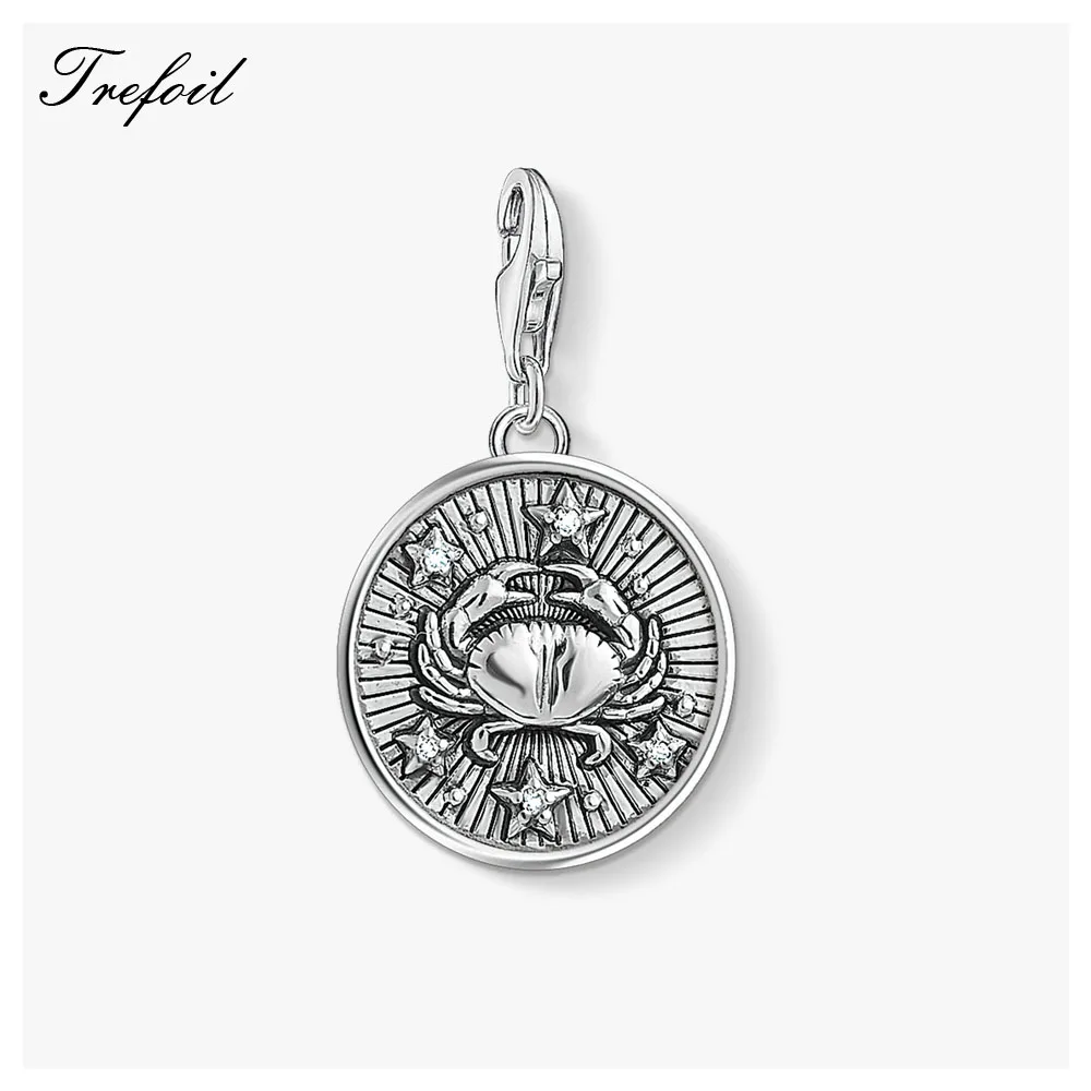 

Zodiac Sign Cancer Charms Pendant,2019 Fashion Jewelry 925 Sterling Silver TS Trendy Gift For Women Men Fit Bracelet Necklace