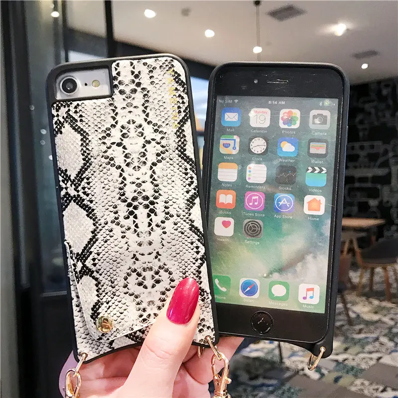 Стильный кожаный чехол со змеиной кожей для Iphone XR XS MAX X 6S 6 8 7 Plus бамперы кредитных