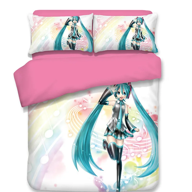 هاتسون ميكو الكرتون طباعة 3D طقم سرير أغطية لحاف سادات VOCALOID3 Ievan Polkka الاطفال الأطفال غرفة ديكور أغطية
