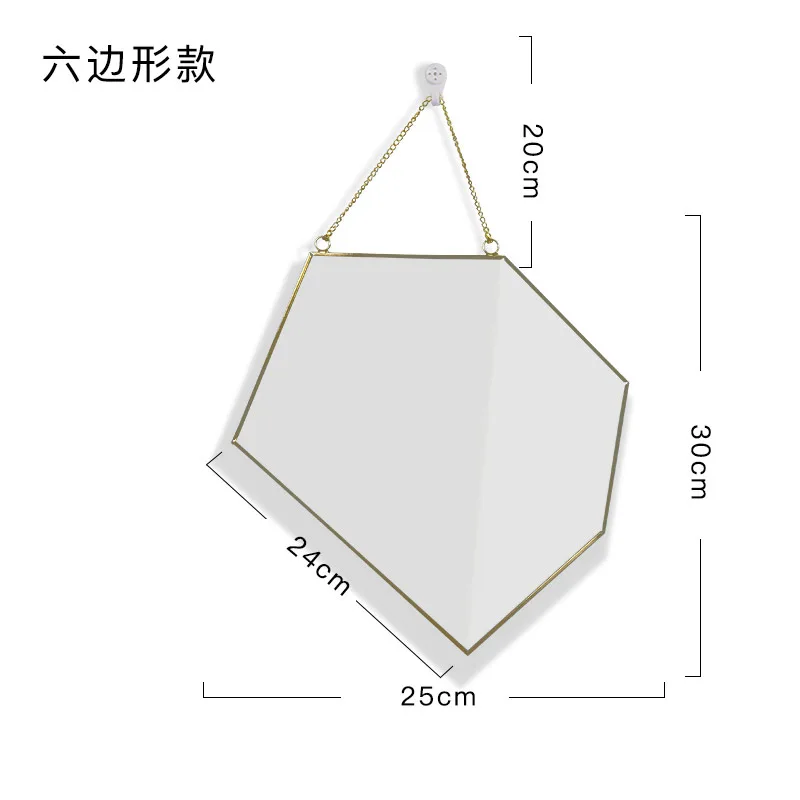 Nordic минималистский геометрическая форма свет роскошный латунный Квадратный Зеркало нерегулярные зеркало в ванной вход зеркало для макияжа подарки - Цвет: Hexagon