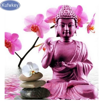 

5D Diamond Mosaic Diy Diamond Painting buddha pink flowerCross Stitch Full Square Rhinestones Needlework Diamond Embroidery sale