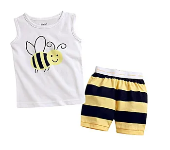 

Children's clothing wholesale summer boy bee ladybug vest shorts home wear set bee set
