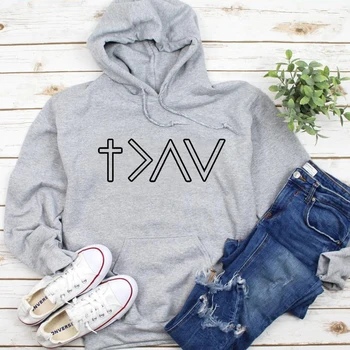 

God Is Greater Than Highs and Lows Women Hoodies Oversized Tops Jesus Christian Vintage Sweatshirt Kawaii Clothes Drop Shipping