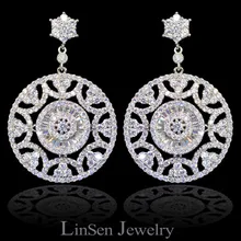 Классический Дизайн Роскошные Полностью украшенные камнями женские круглые циркониевые висячие серьги ювелирные изделия для женщин/девочек