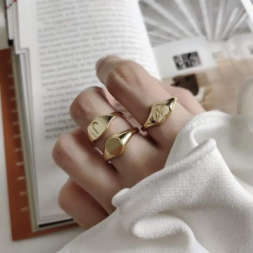 Настоящее 925 пробы, серебряные квадратные/круглые/в форме сердца, складные кольца для женщин, минималистичные открытые Многослойные кольца золотого цвета