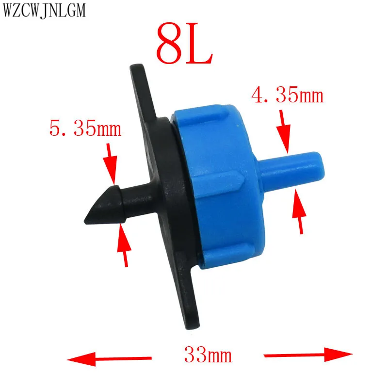 100 шт 8L устойчивый поток Съемная Давление компенсации Dripper 4/7 мм интерфейсы сад системы капельного полива фитинги