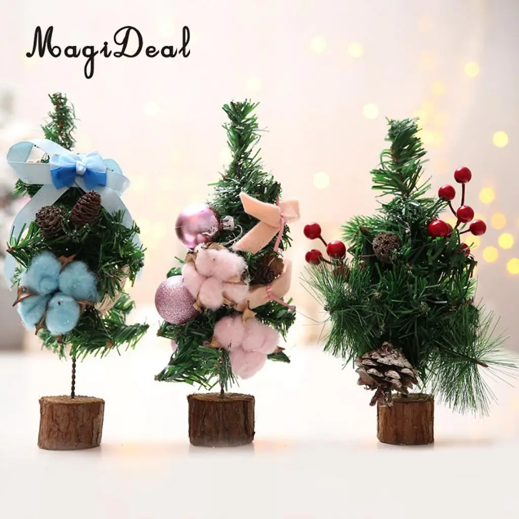 

Mini Christmas Tree Wooden Base Christmas Table Centerpiece Decoration