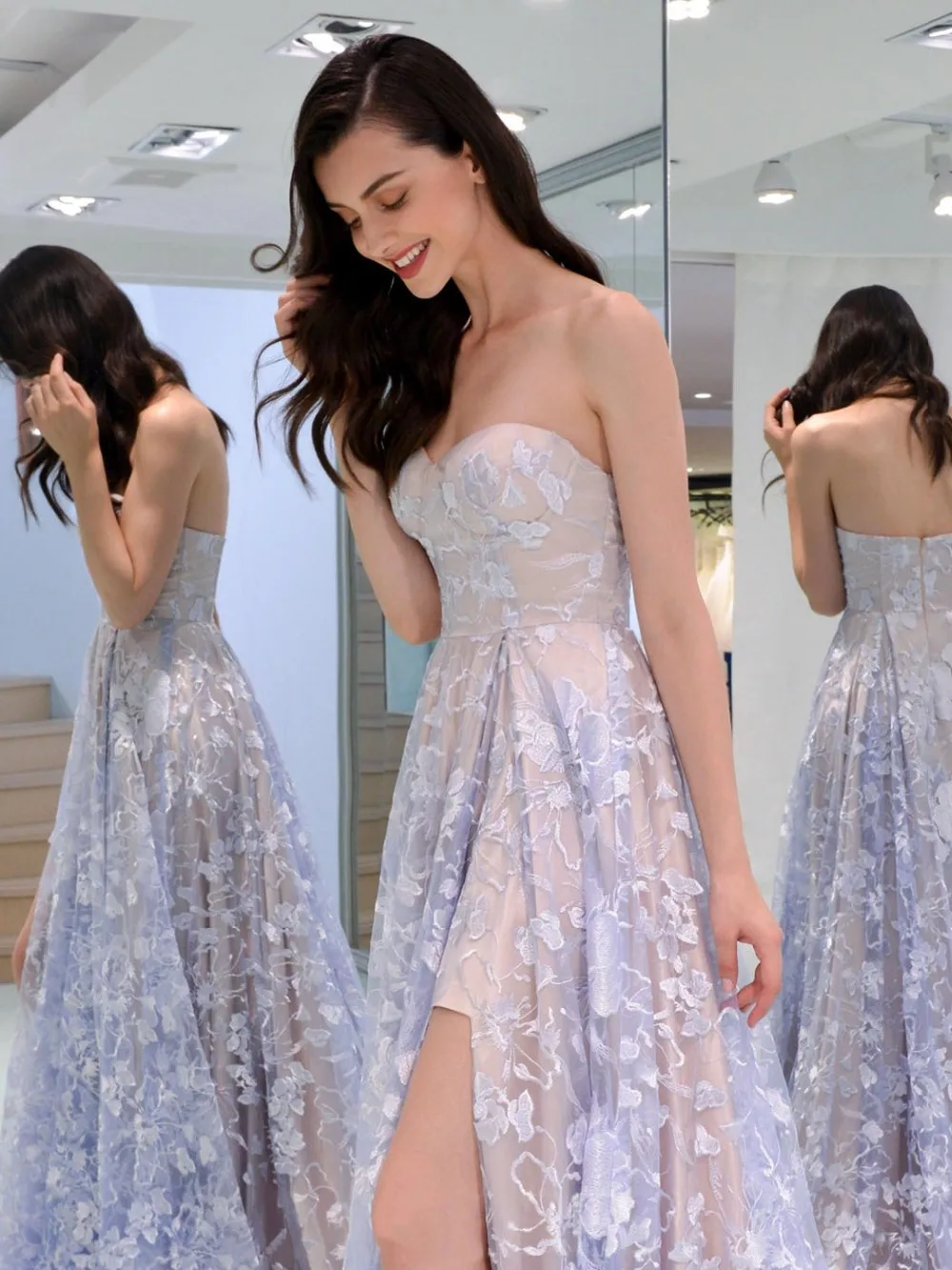 Beauty Emily Elegant Lace Long Evening Dresses 2019 for Women Formal Party Prom Dresses A line Sweetheart Backless Beauty Emily Elegant Lace Long Evening Dresses 2019 for Women Formal Party Prom Dresses A line Sweetheart Backless