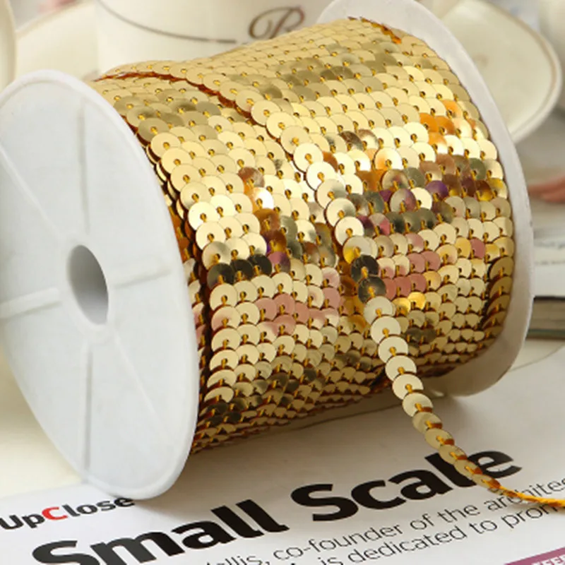 100Yards 6mm wholesale Sequin Trim Ribbon Paillettes Sewing Lace