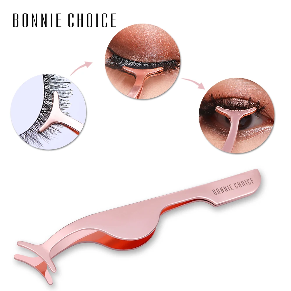 

BONNIE CHOICE Rose Gold False Eyelash Tweezer Eyelash Extension Remover Clip Applicator Tool 1 Pc