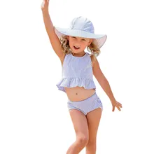 Одежда для купания для девочек милые и удобные модные Дети купальник для девочки полосатый ванный комплект бикини 2 предмета в комплекте купальники D300314