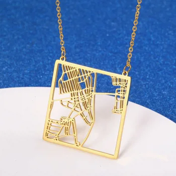 

Stainless Steel New York City Map Necklace Square United States NY US Jewelry Town Skyline Pendant Necklaces Woman Man Gifts