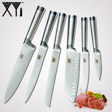 XYj набор кухонных ножей, один кусок 7cr17, структура ножей из нержавеющей стали, фруктовый нож Santoku, нож для нарезки хлеба